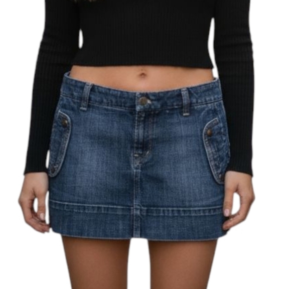 Citizens of Humanity Denim Micro Mini Skirt Y2K Vintage Women 32 Low Rise Blue - Picture 1 of 16